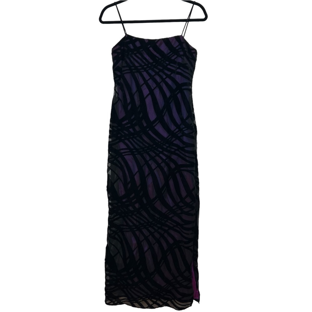 Arianna by Rachel Kaye Vintage Black Purple Velvet Claudie Dress NWT Size 6P
